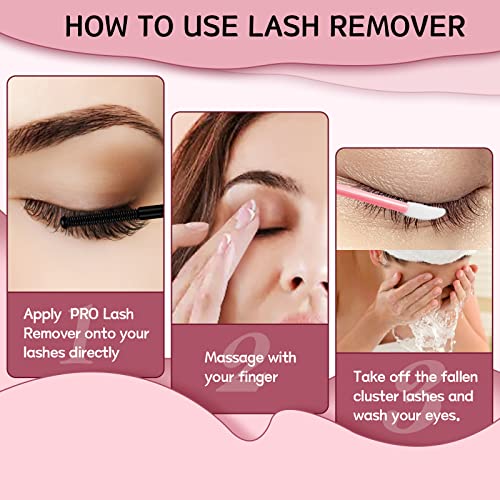 Lash Bond and Remover Kit Cluster Lash Glue Eyelash DIY Extension Strong Hold 48 Hours Oil Remover (Clear Bond+Remover) - Image 4