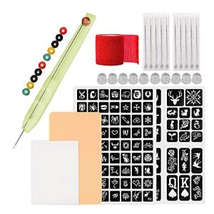 ATOMUS Tattoo Poke and Stick DIY Set with Tattoo Stencil Pattern Practice Skin Tattoo Ink Cups 3RL 5RL Needles Bandages Grommets 36 Piece Set