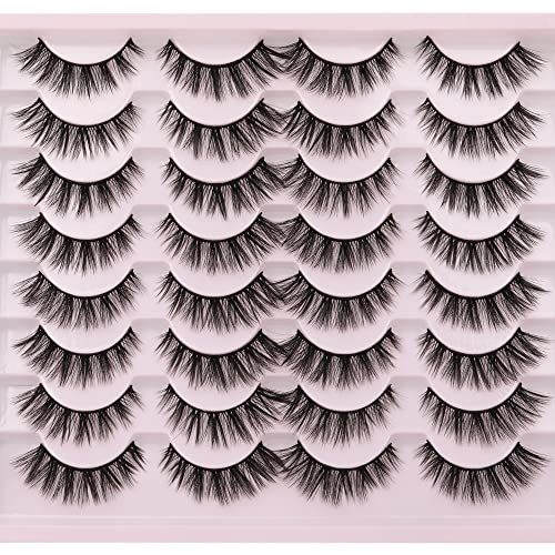 JIMIRE Cat Eye False Eyelashes Wispy 3D Faux Mink Lashes Fluffy Crossed Volume 16 Pairs - Image 10