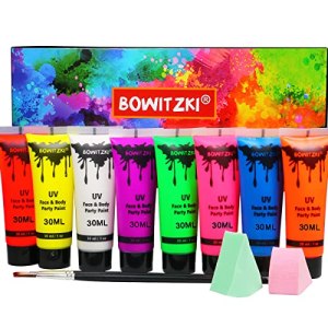 Bowitzki UV Neon Body Paint 8 x 30ml Face Paint Kit 1 oz