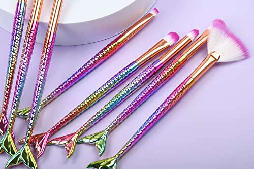 Mermaid Makeup Brush Set Professional Eye Brushes for Eyeshadow Concealer - Image 2