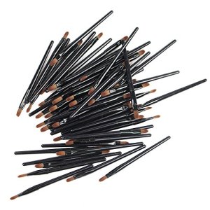 ISKYBOB Black Disposable Lip Brushes 50-Pack Lipstick Gloss Wands Applicator
