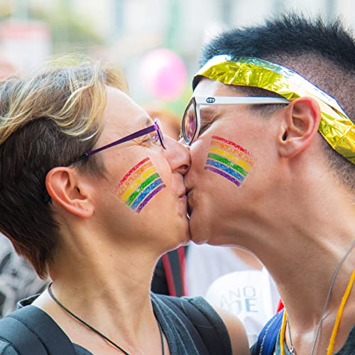 Rainbow Pride Flag Face Paint - Gay Pride Rainbow Stripe Fan Brush Stick, Face and Body Paint for Pride Parade, Cosplay, Party - Image 4