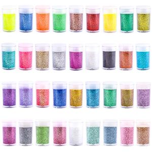 Extra Fine Glitter Set 36 Colors Nail Arts Cosmetic Glitter Resin Crafts Loose Glitter Powder Shaker for Face Body Hair Eye Lip Gloss Makeup