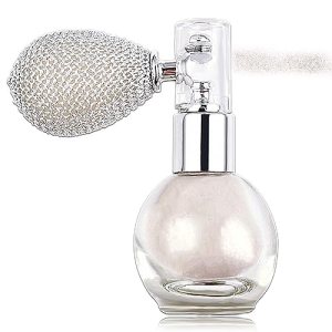 Shimmering Spray Powder Sparkle Powder, Body Glitter Spray Highlighter Powder Spray, Face High Gloss Highlighter Shimmer Sparkle Powder Makeup Spray (White)