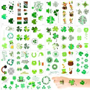 St Patricks Day Tattoos Stickers, Clover Temporary Tattoo Sticker Lucky Shamrock