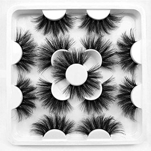 7 Pairs 8D False Eyelashes 25mm Long Handmade Faux Mink Lashes Natural Wispy Cross Fluffy