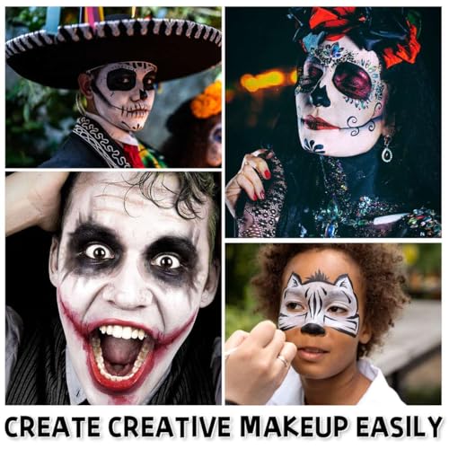 CHASPA Face Paint Black + White Clown Makeup Oil Face Body Paint Set, Halloween SFX Makeup Costume - Image 3