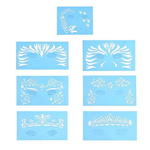 7pcs Face Paint Stencils, Reusable Body Painting Templates, Butterfly & Flower Prints