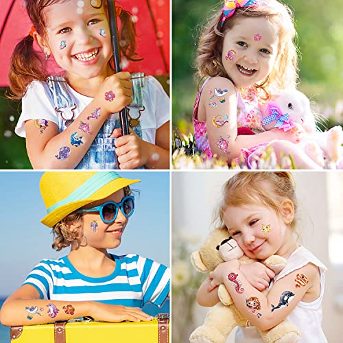 Glitter Animals Car Marine Animals Temporary Tattoos for Kids Mixed Planes, Cars, Buses, Lions, Rabbits, Bears, Elephants, Sharks, Whales, Seahorses - Image 4