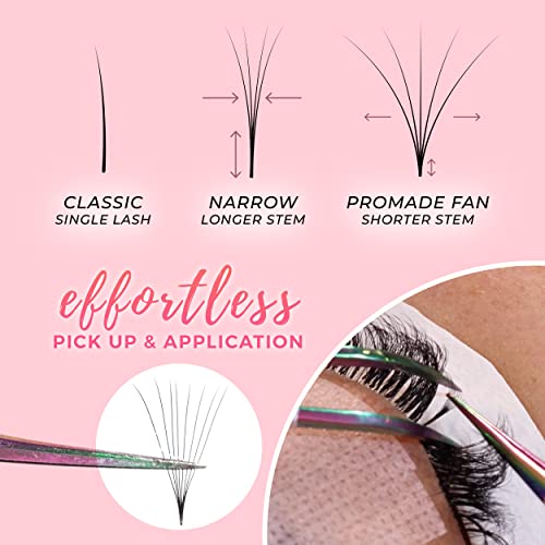 LLBA LashFolio Narrow Promade Fans | Handmade Volume Eyelashes | 5D~10D | C CC D Curl | 0.03~0.07mm Thickness | 8-15mm Length - Image 2