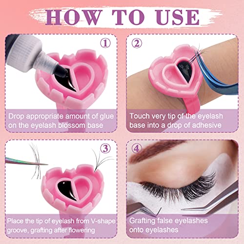 500Pcs Glue Rings for Eyelash Extensions, CINRA Pink Disposable Lovely Heart Shape - Image 2
