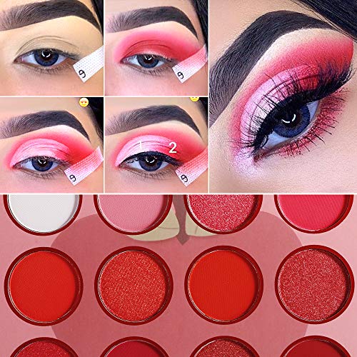 Red Pink Eyeshadow Palette, DE’LANCI Professional Matte Shimmer High Pigmented 12 Colors Eye Shadow Makeup Pallet - Image 3