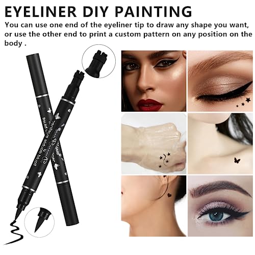 5Pcs Double-headed Liquid Eyeliner Stamp Pencil Set, Long-lasting Black Winged Eye Liner - Image 3