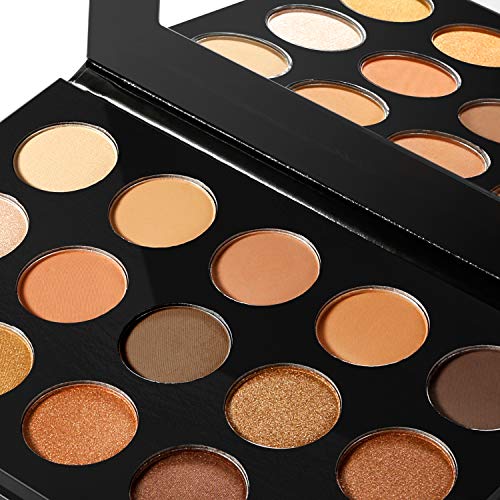 Nude Gold Eyeshadow Palette Natural Naked Smokey Warm Neutral 15 Shades, DE'LANCI Ultra-Blendable High Pigmented Matte Shimmer Matallic Long Lasting Waterproof Eye Shadow Pallet - Image 4