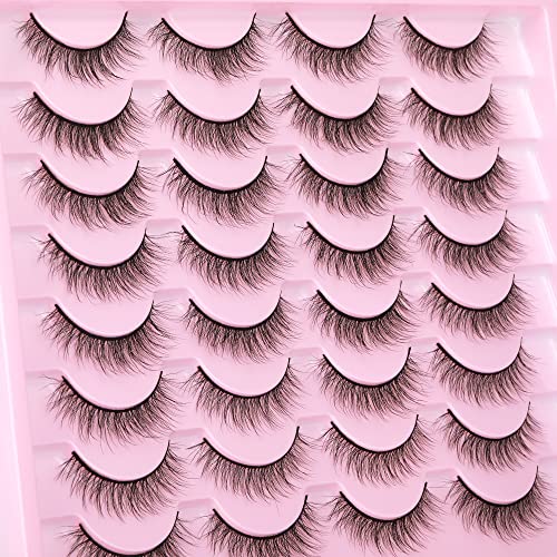 JIMIRE Cat Eye False Eyelashes Wispy 3D Faux Mink Lashes Fluffy Crossed Volume 16 Pairs - Image 20