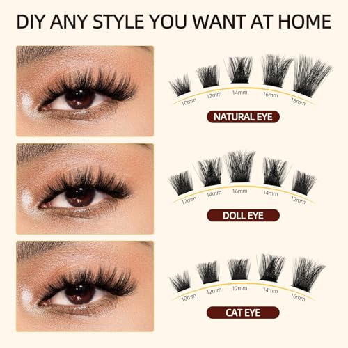 QUEWEL Lash Extension Kit, Clusters Bond & Seal, Applicator Tool, Glue Remover, Natural Look (FDD-H01-kit) - Image 56