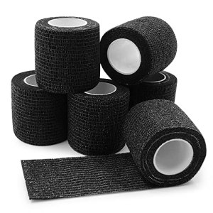 WZPB Grip Tape 2"x 5 Yards Elastic Black Machine Tape 6Pcs Disposable Self-adhesive Bandage