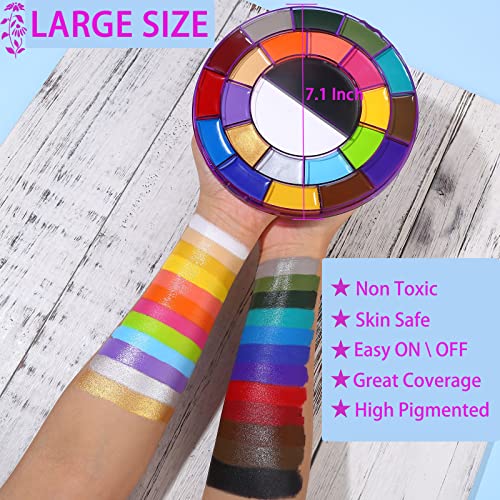 BOBISUKA 24-Color SFX Face Body Paint Palette Set + 10pcs Purple Brushes - Image 2