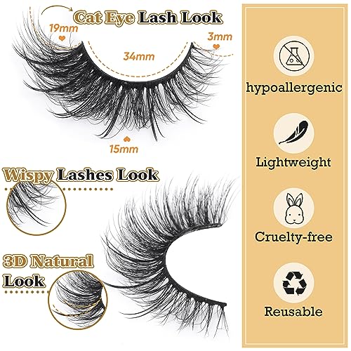 Lashes Wispy False Eyelashes Natural Look 3D Mink Eye Lashes Pack (A10-14mm) 10 Pair - Image 5