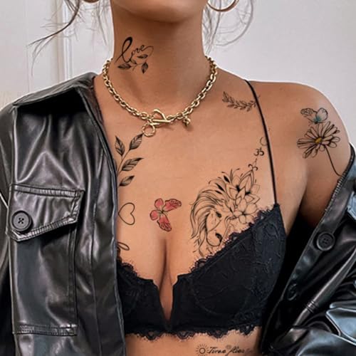 CHARLNET Flower Words Temporary Tattoos for Women Girls - Realistic Black Sexy Body Art Arm Back CHARLENT - Image 2