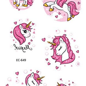 12 Sheets Large Unicorn Glitter Tattoos For Kids Girls