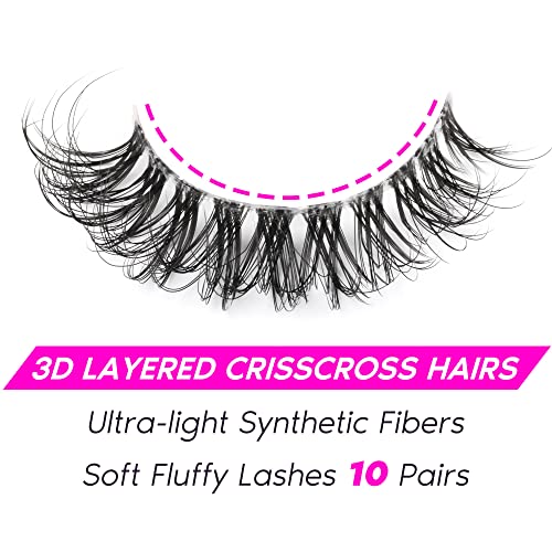 Lashes Wispy False Eyelashes Natural Look 3D Mink Eye Lashes Pack (A10-14mm) 10 Pair - Image 33