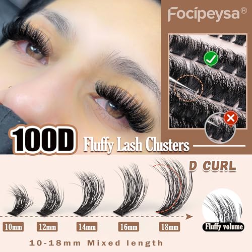 Fluffy Eyelash Extension Kit Volume Lash Clusters 10-18mm 100D DIY Lash Extension Kit - Image 27