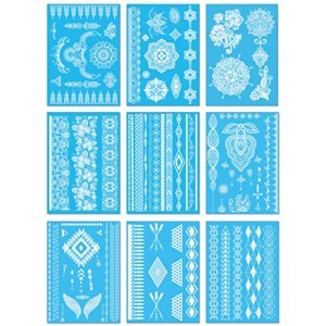 White Lace Temporary Tattoos for Women Teens Girls - 9 Sheets Bride Wedding Cool Tattoo Designs Sovereign-Gear