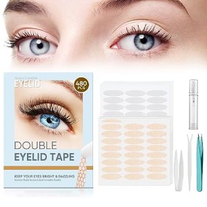 Eyelid Tape for Hooded Eyes Invisible, Lifter Strips Instant Lifting, 480pcs, Glue & Glue Free Two Types