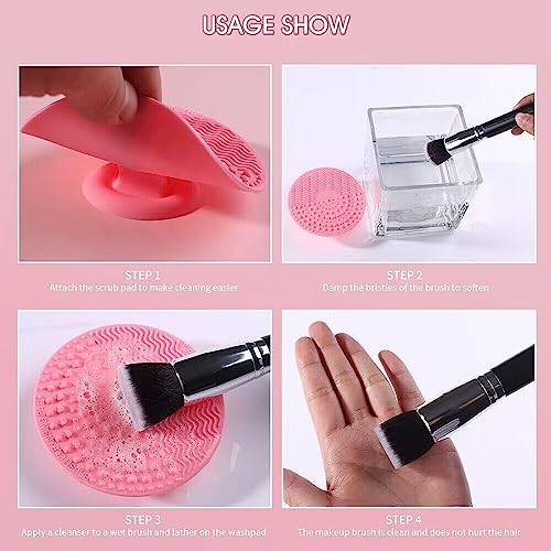 Makeup Brush Cleaning Mat, Silicone Makeup Brush Scrubber, Makeup Brush Cleaner Pad, Cosmetic Brush Cleaner, Brush Cleaning Pad with Suction Cup - Image 3
