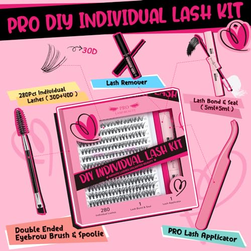 Lash Extension Kit 280Pcs Individual Lashes with Various Styles for DIY - Image 32