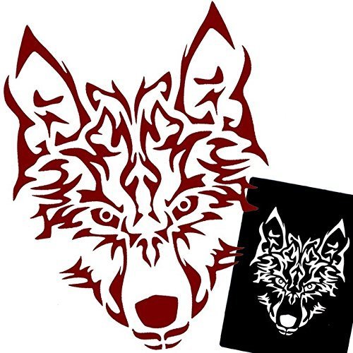 32 Sheet DIY Airbrush Tattoo Stencils for Men, Dragon Wolf Glitter - Image 4