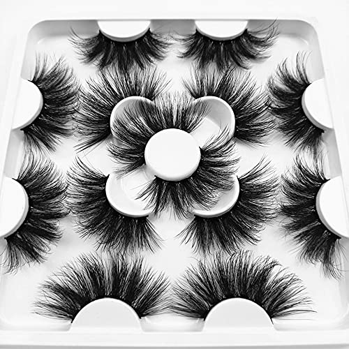 7 Pairs 8D False Eyelashes 25mm Long Handmade Faux Mink Lashes Natural Wispy Cross Fluffy - Image 5