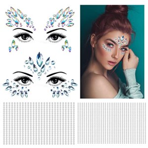 Face Jewels Stickers, 1580+PCS, Rhinestone Pearl, Self Adhesive, Temporary Tattoos, Festival Party Costume
