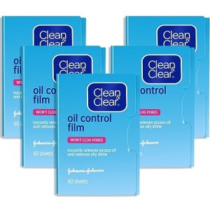 Oil Control Film Replacment for Clean & Clear Oil-Absorbing Sheets,5pack(total 300sheets)Oil Blotting Sheets for Face,9% Larger