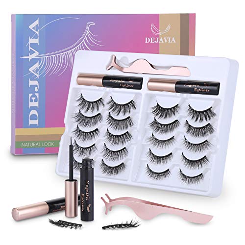 Magnetic Eyelashes with Eyeliner Kit, 10 Pairs Natural Look, Reusable, Strong Magnetism
