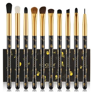 Eye Makeup Brushes Set - Docolor Essential 10-Piece Goth Skull Printed