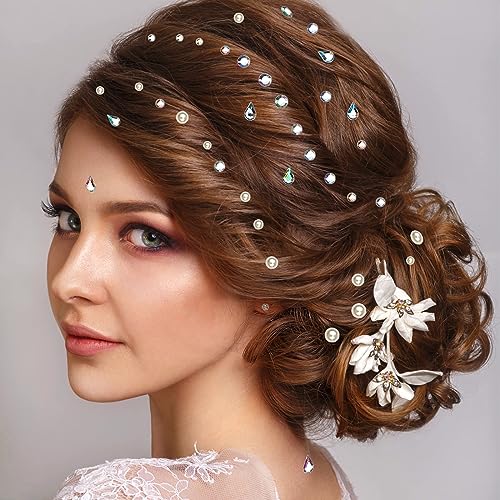 6 Sheets Face Gems, Round, Drop-Shaped Face Gems Pearl Stickers Self-adhesive Rhinestones for Makeup - Image 4
