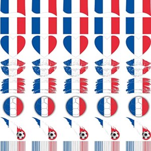 Meme Series 40 Sheets France Flag Temporary Tattoos - World Cup European Cup Asian Cup African Cup Football Face Fattoo