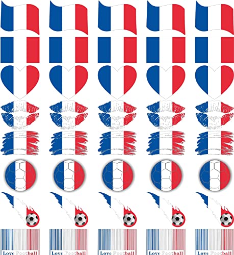 Meme Series 40 Sheets France Flag Temporary Tattoos - World Cup European Cup Asian Cup African Cup Football Face Fattoo