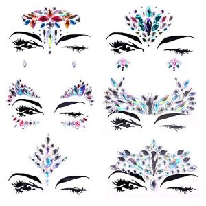 Lady Up 6 PCS Face Jewels Sticker, Rhinestones Crystals Tears, Music Festival Rave Carnival Party
