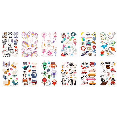 Taicanon 12 Sheets 135pcs Glow In The Dark Mixed Style Cartoon Temporary Tattoos for Kids - Image 2