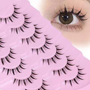 False Eyelashes Wispy Manga Lashes Natural Look Individual Clusters Spiky Cosplay Eyelashes 7 Pairs Pack