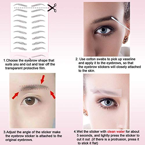 Eyebrow Tattoo Black Brown Stick on Eyebrows for Men Women False Eyebrows Transfer Stickers - Image 3