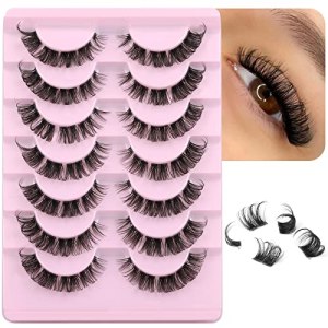 D Curl Cluster Lashes Natural Russian Strip Eyelash Extensions 7 Pairs