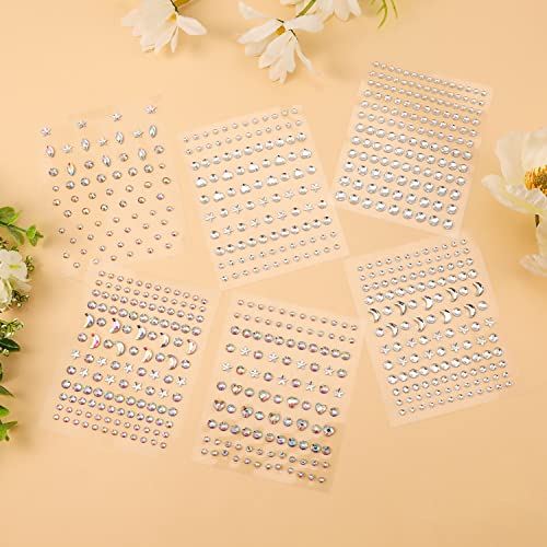 Festival Face Gems Stick on, Self-Adhesive Rhinestones for Makeup, Nail Gems Pearl Stickers - Image 2