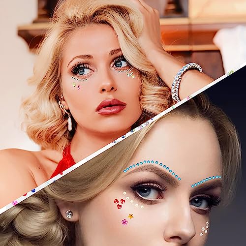 9 Sheets Face Gems Stickers, Self-adhesive Face Jewels and Nails Gem Stickers Temporary Tattoo Acrylic - Image 3