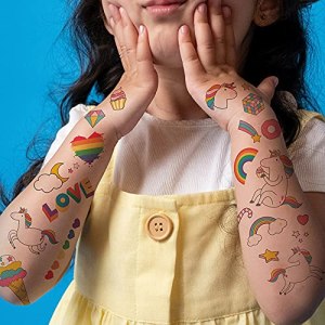 Everjoy Waterproof Temporary Tattoo Stickers - Rainbow, Love, Unicorn, Party Favors