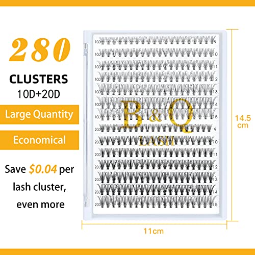 Lash Clusters 280 Pcs 40D-0.07D-9-15MIX B&Q LASH Individual Lashes C D Curl Eyelash Clusters Soft Volume - Image 66